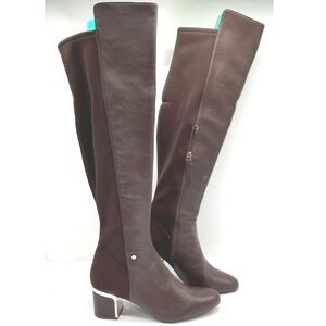 DKNY Cora Brown Leather Over the Knee Boots - Size 10